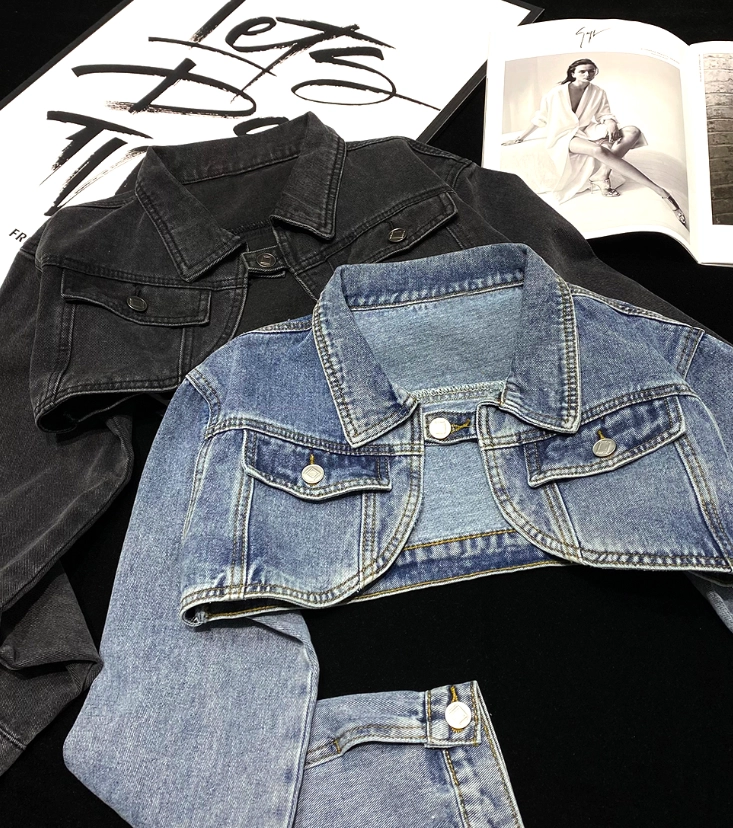 Blue Cropped Denim Bolero Jacket | Heejin - Loona - Fashion