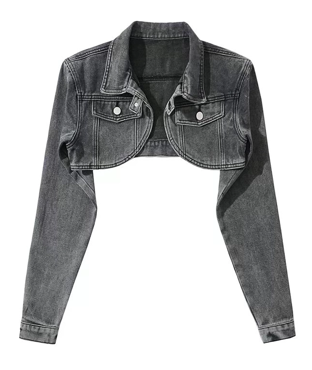 Blue Cropped Denim Bolero Jacket | Heejin - Loona - Fashion