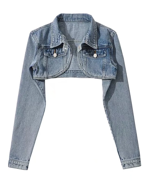 Blue Cropped Denim Bolero Jacket | Heejin - Loona - Fashion