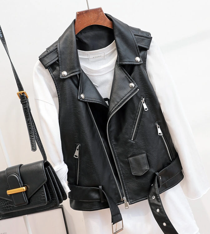 Black Synthetic Leather Vest | Ni-ki - Enhypen - Fashion Chingu