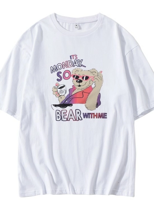 White Monday Bear Graphic T-Shirt | Nayeon - Twice - Fashion