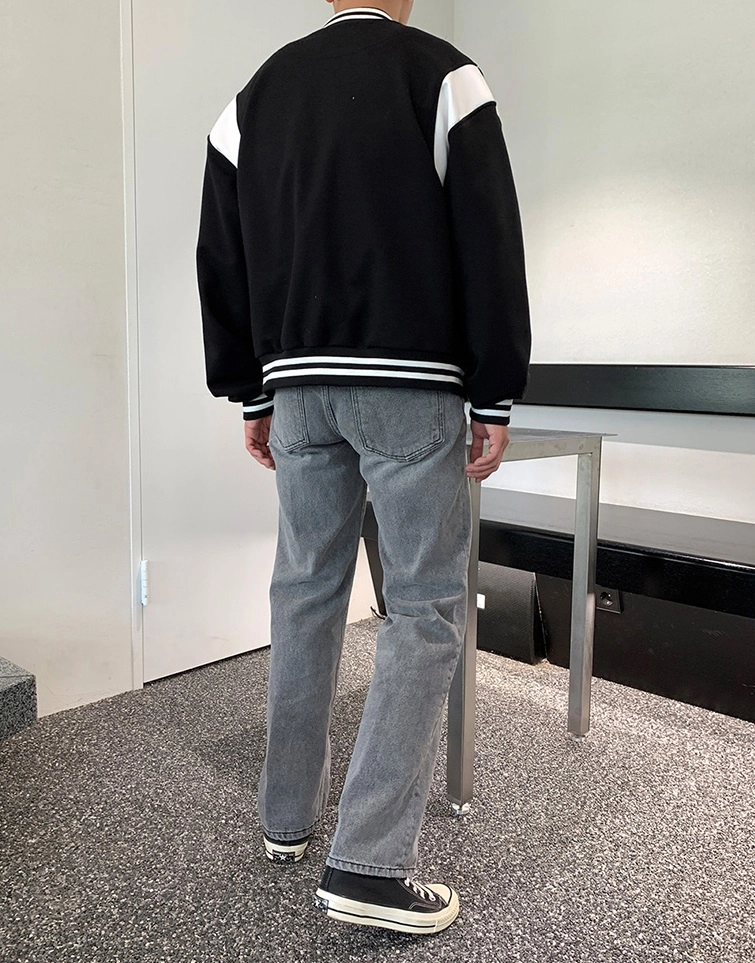Da-iCE 岩岡徹　COMFY Varsity Jacket Edgar Ash Varsity Jacket Adult 2X XXL Black Gray Denim