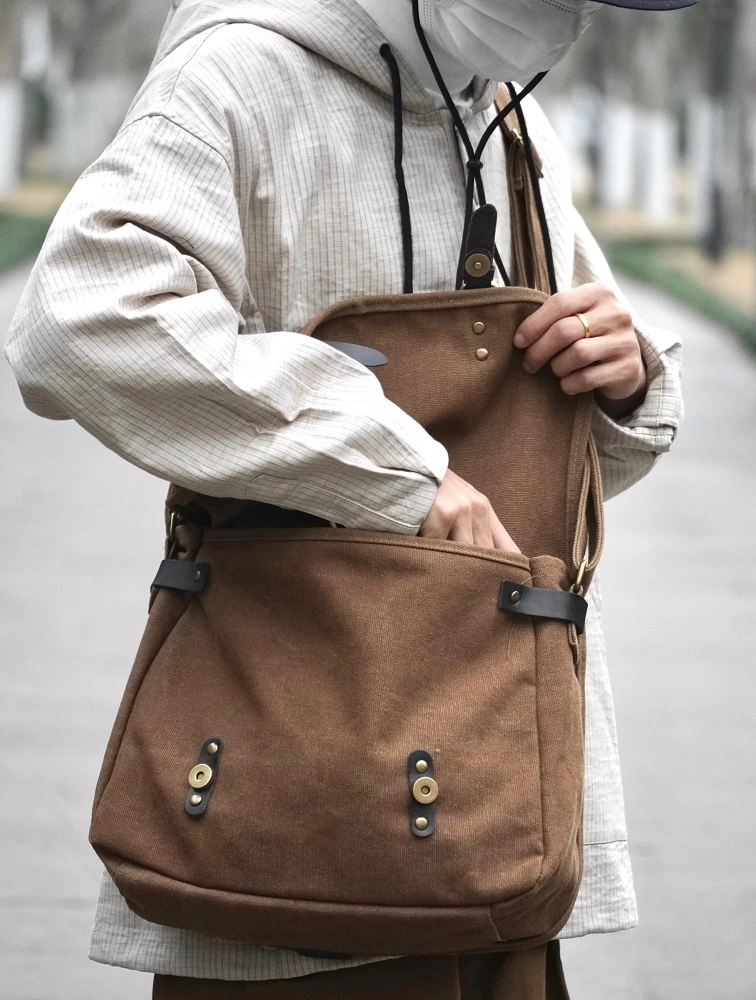 Brown Messenger Canvas Bag | RM - BTS - Fashion Chingu