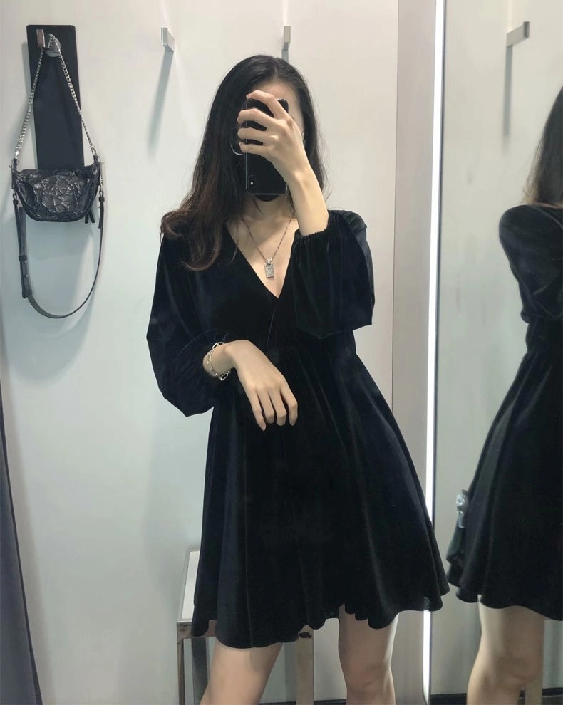 eyeye★大人気 ROSE VELVET DRESS Amazon.com: Akivide Womens Velvet Long Sleeve Empire Waist