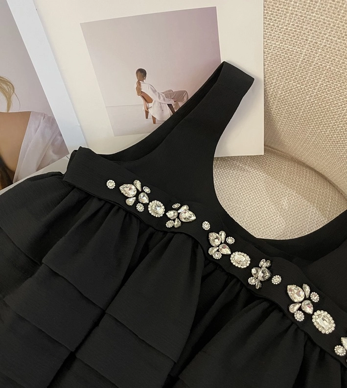 Black Rhinestone Embellished Mini Dress | Somi - Fashion Chingu