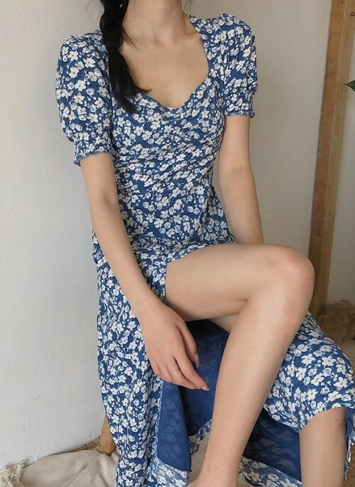 【PORTERNA】Jisoo Collar Short One Piece Grey Peterpan Wide Collar Dress | Jisoo - BlackPink
