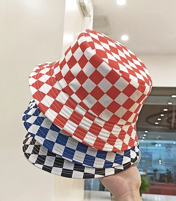 帽子 descendant SIMMONS GINGHAM BUCKET ScarvesMe Women's Gingham Plaid Sun Bucket Hat with Draw