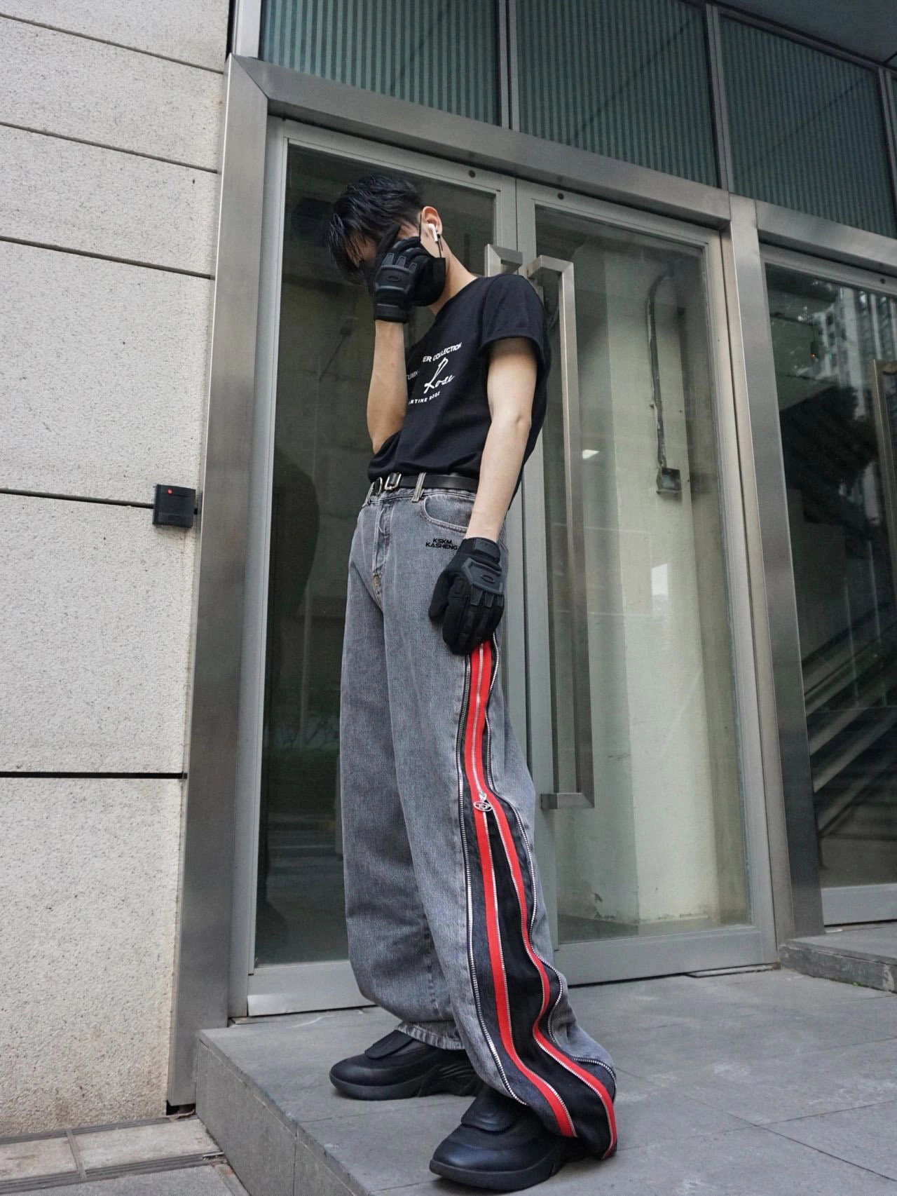 doublet ZIP UP STRETCH DENIM PANTS ヒョンジン Vintage Y2K 90s Revolt Jean Stretch L Denim Catsuit Jumpsuit