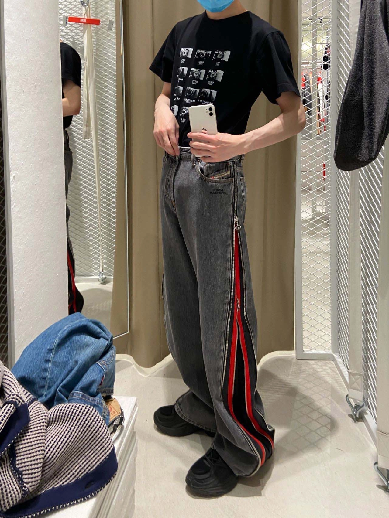Grey Double Side Zippers Jeans | Hongjoong - ATEEZ - Fashion