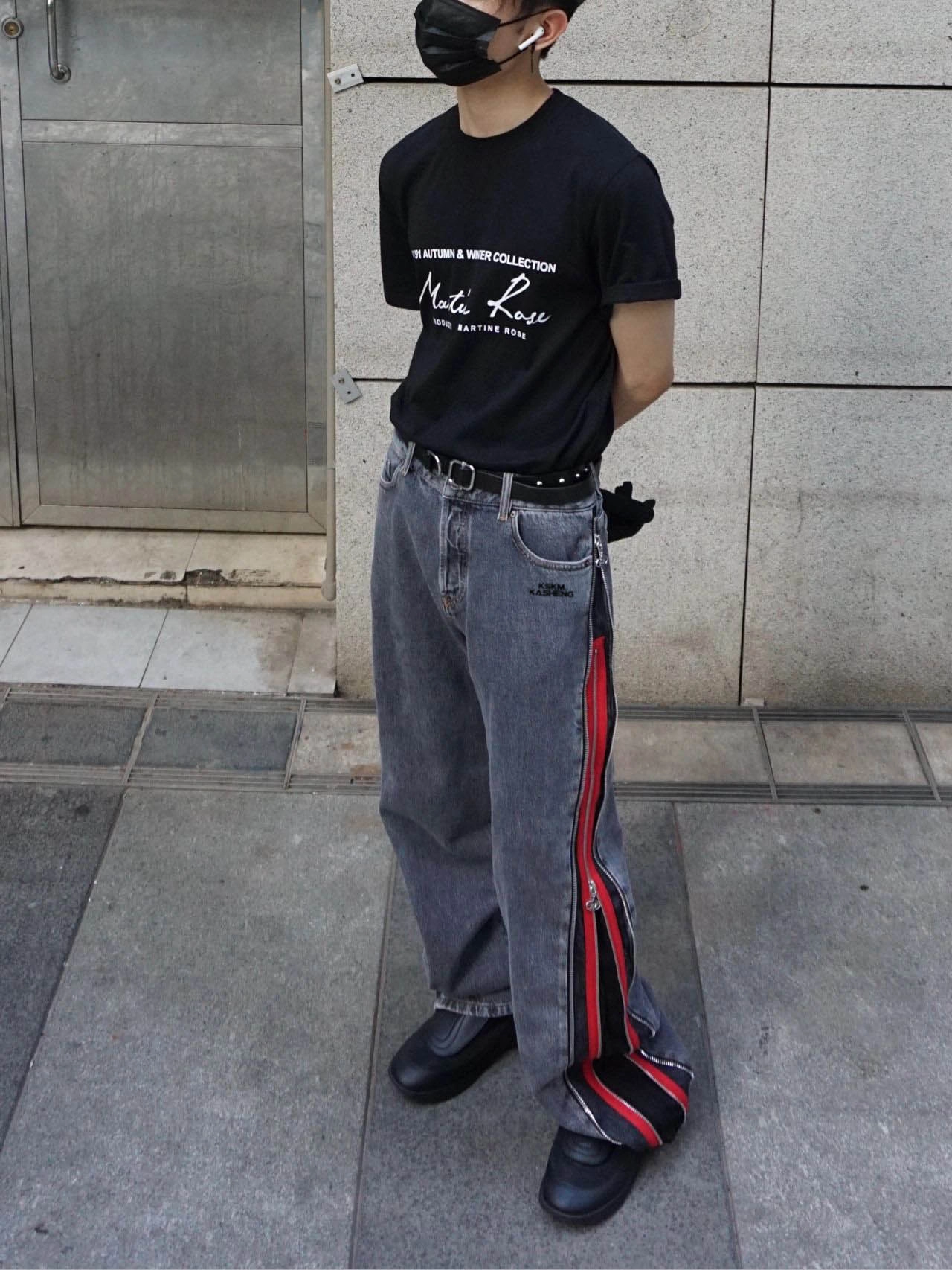 【THEAIRTOWN】In line track denim pants(2 color) 韓国 正規品 Striped Nylon Track Pants IA525 - Korean Women's Fashion