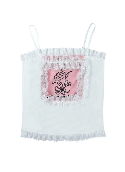 White Lace Flower Camisole | Hyuna