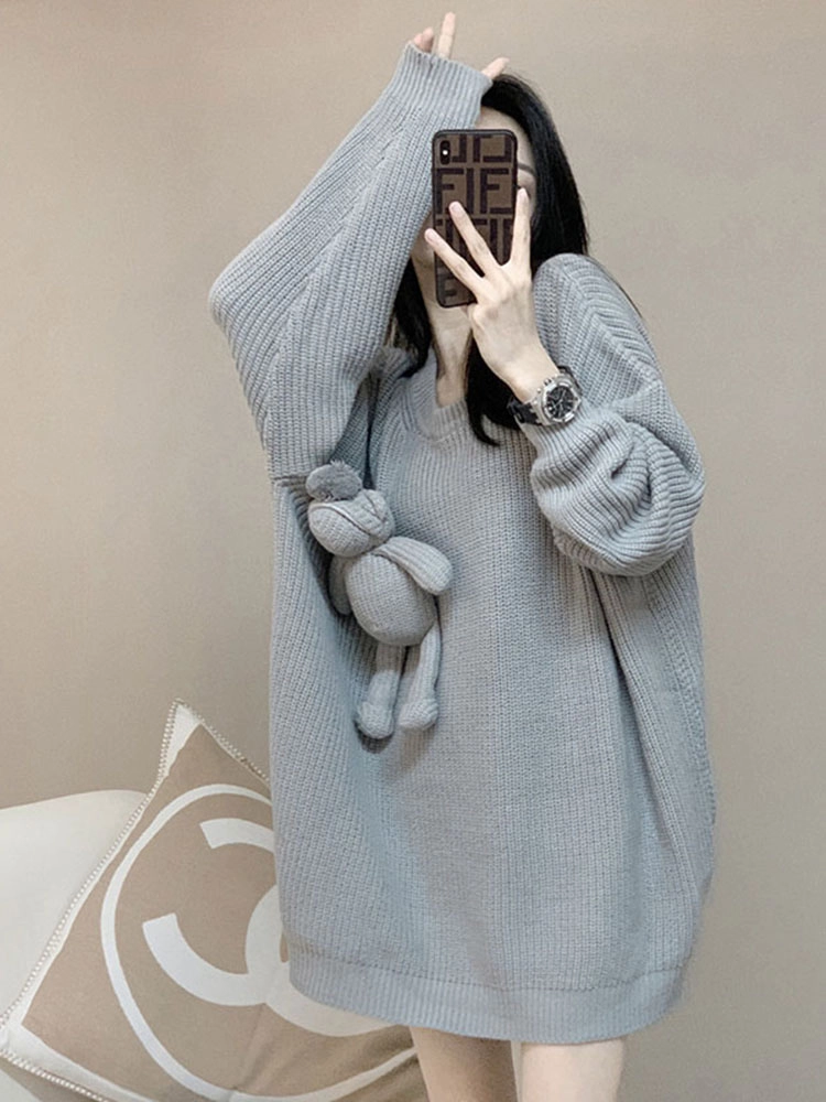 【YESEYESEE】S**t BEAR SWEATSHIRTS / GREY yeseyesee S**t Bear Hoodie - Grey | International Store