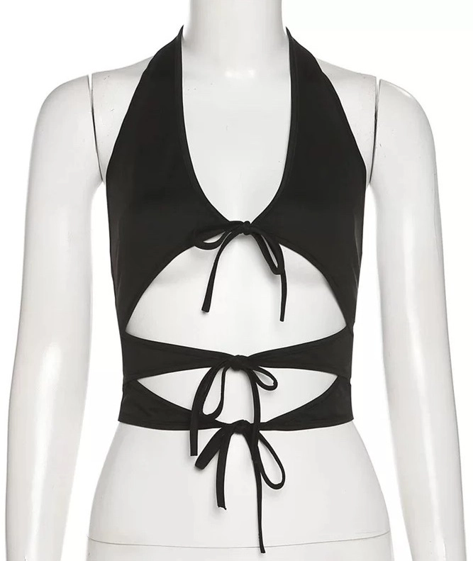 Black Open Front Tie Top | Solar - Mamamoo - Fashion Chingu