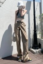 Navy Blue Folded Waist Pants | Jennie - BlackPink - Fashion