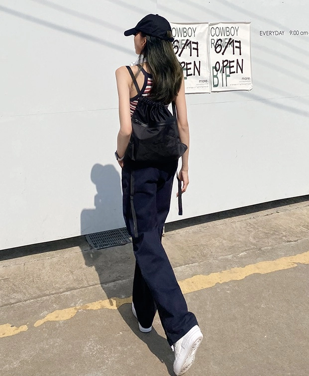 Navy Blue Folded Waist Pants | Jennie - BlackPink - Fashion