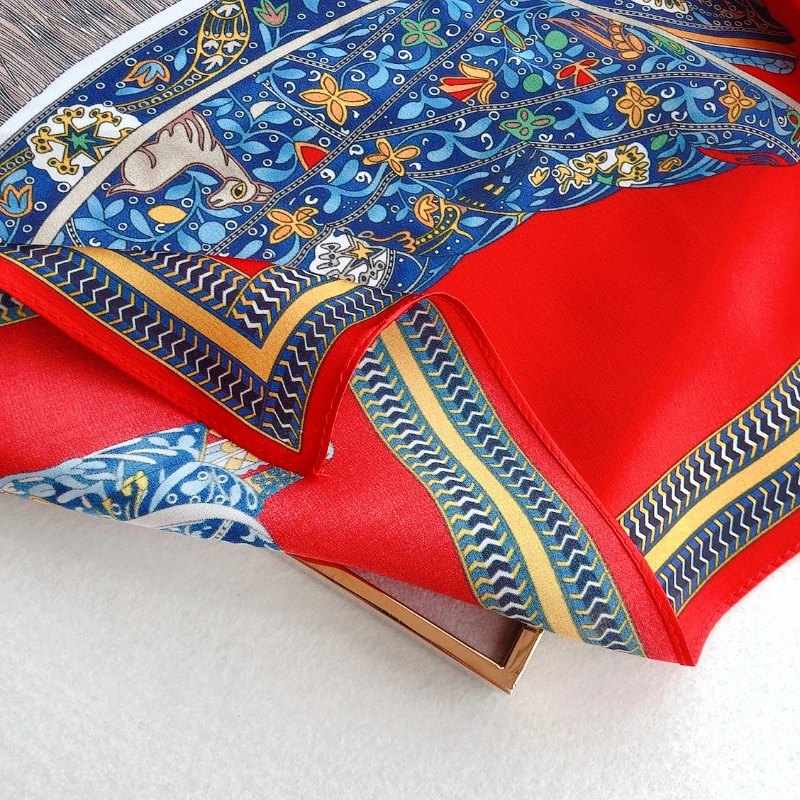 Red Summer Faux Silk Scarf | Jihyo - Twice - Fashion Chingu