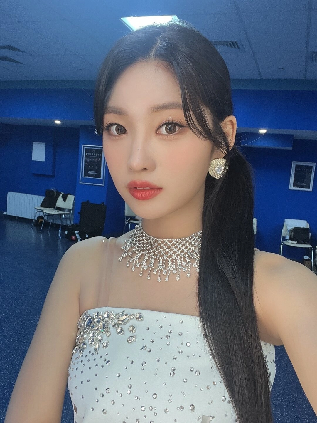 Silver Crystal Embezzled Net Choker Necklace | Sihyeon