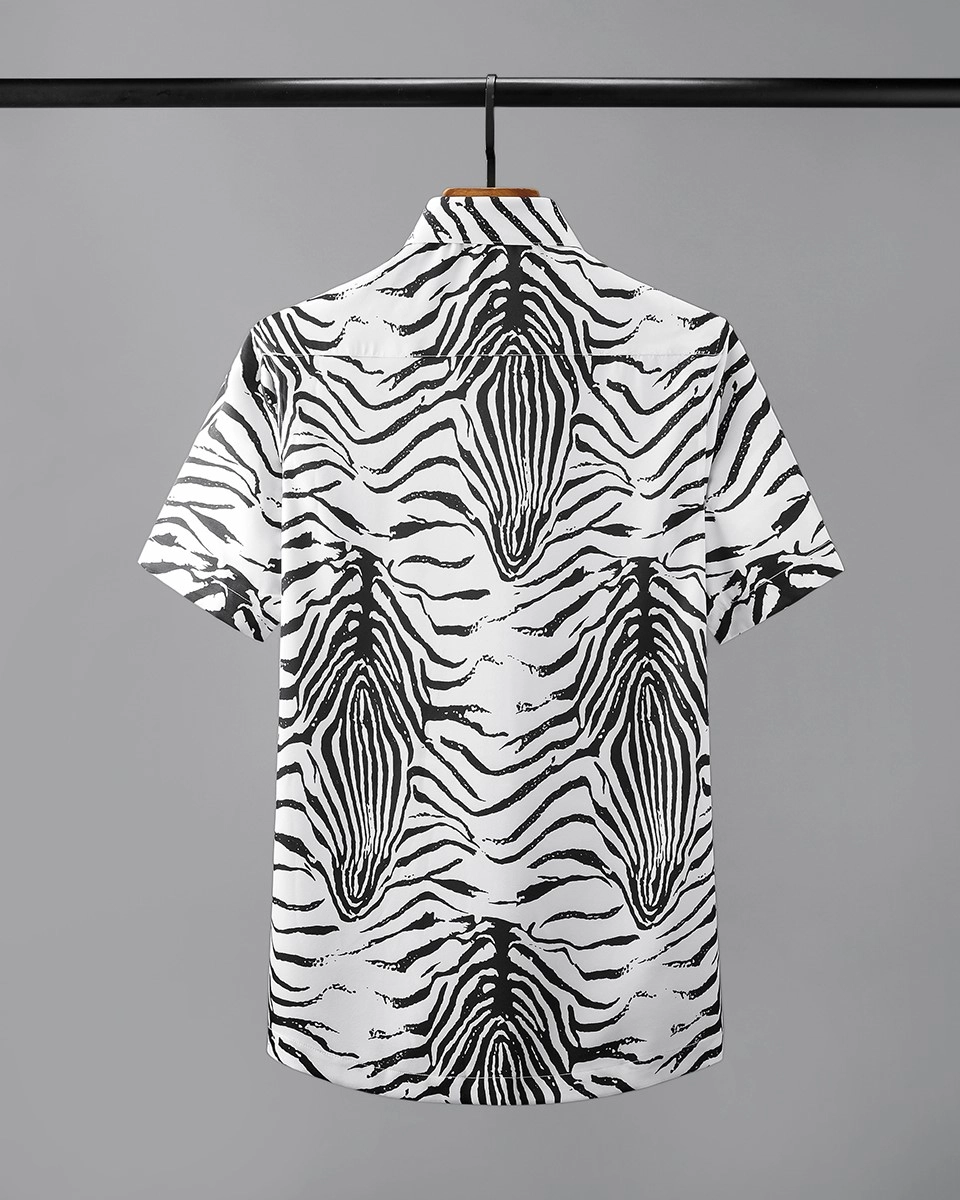 White And Black Zebra Print Shirt | Taehyung - BTS - Fashion