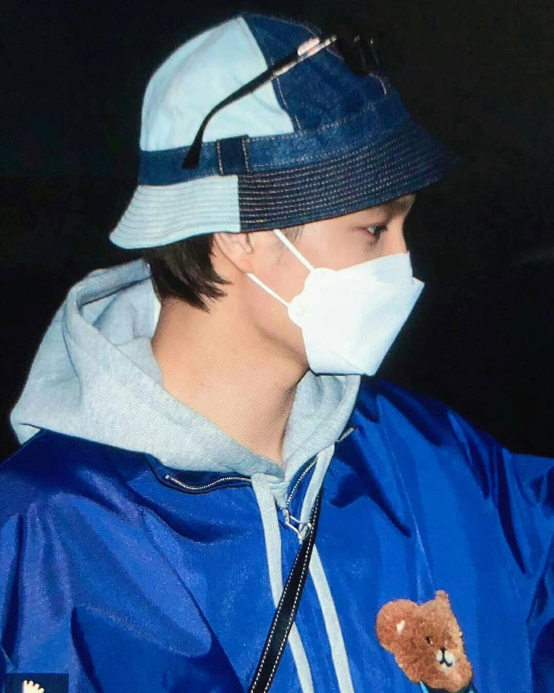 Blue Denim Patchwork Bucket Hat | Kai - EXO - Fashion Chingu