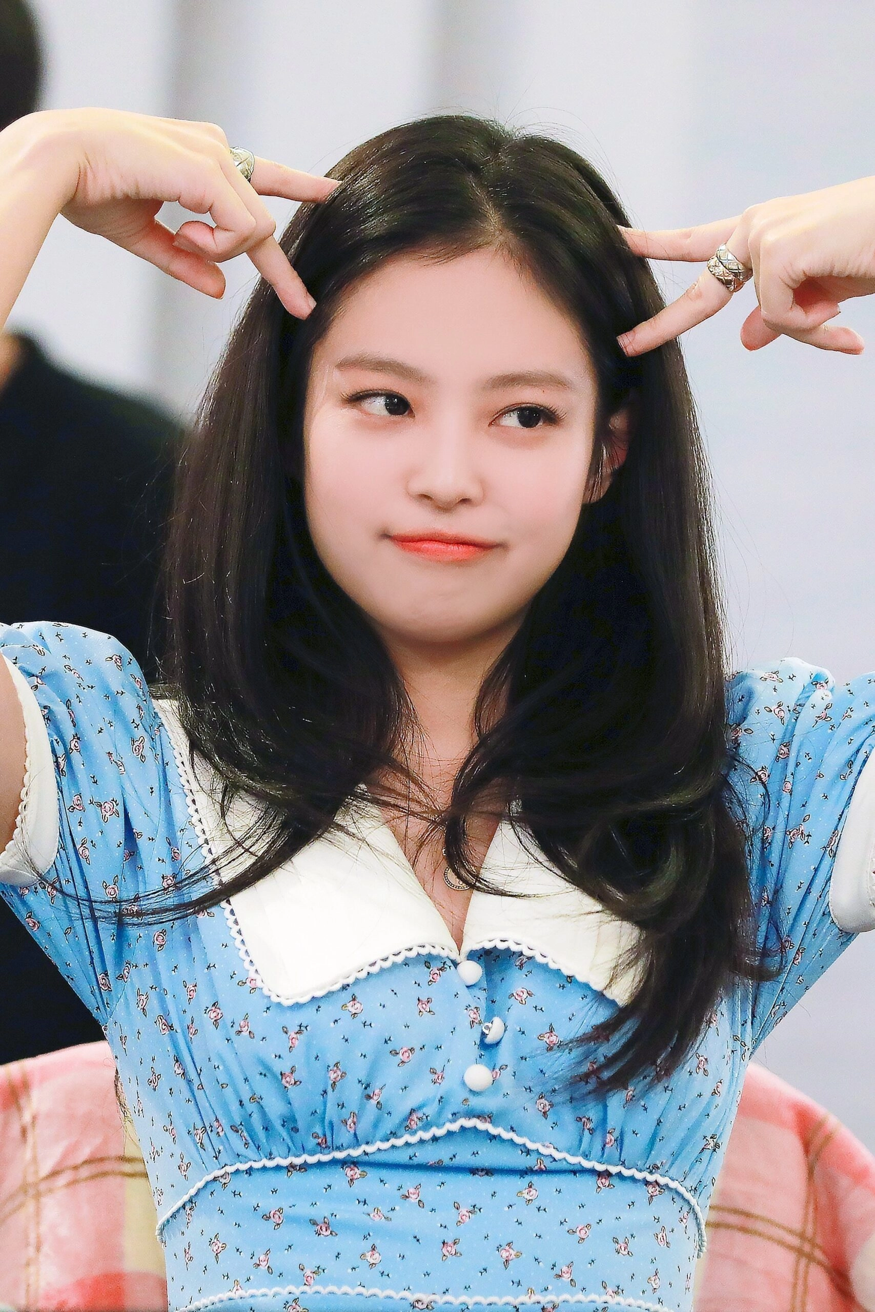Blue Floral Collared Mini Dress | Jennie - BlackPink
