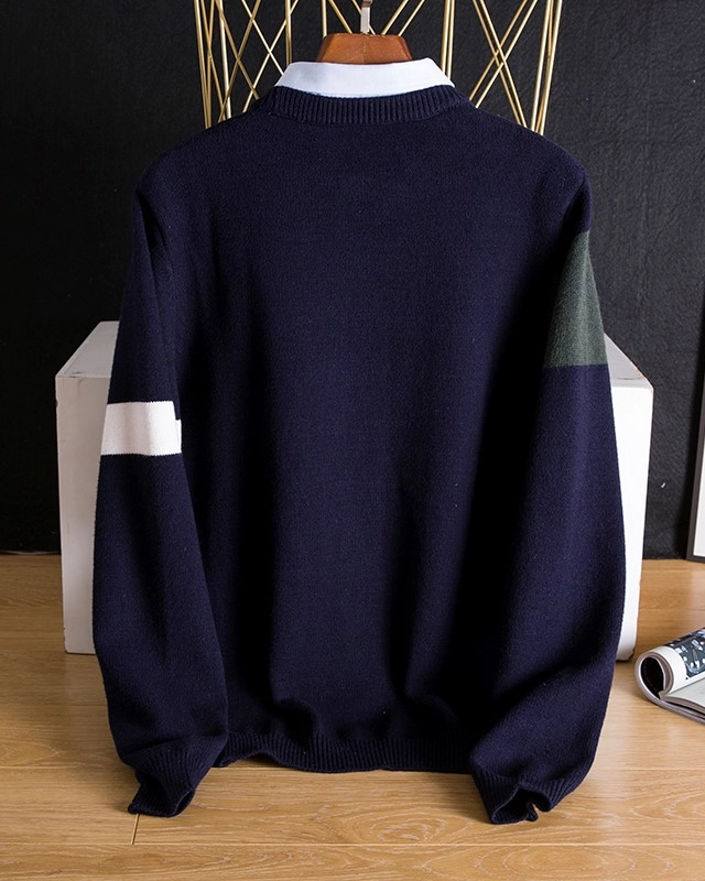 ★GENERAL IDEA★ New Classic Collar Sweatshirt NAVY WBC3L025 Classic Pullover - VOSQ Clothing Co.