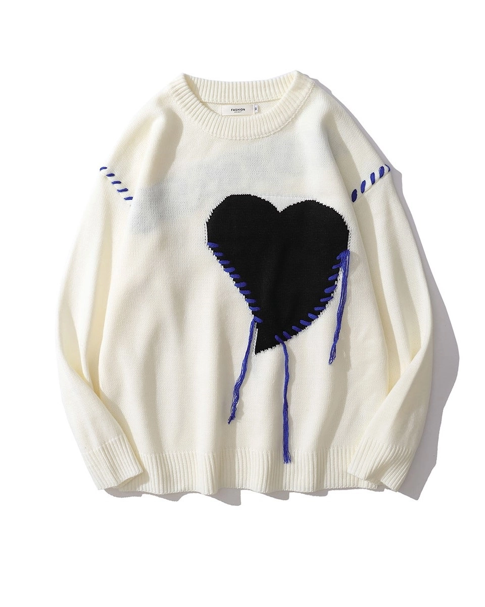 White Stitched Heart Sweater | Yeji - ITZY - Fashion Chingu