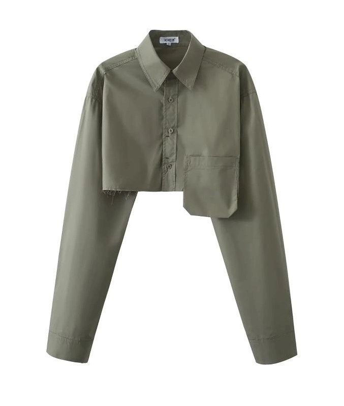White Raw Hem Pocket Shirt | Winter - Aespa - Fashion Chingu
