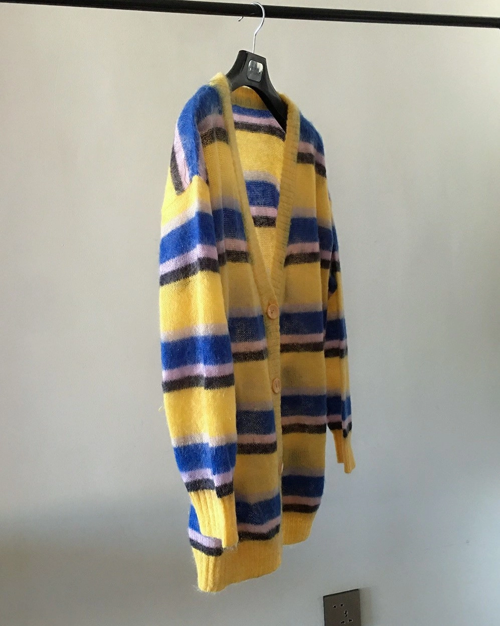 Yellow Knit Striped Cardigan | LeeKnow - Stray Kids