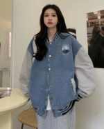 [ LMC]★25SS★韓国人気★DENIM VARSITY JACKET Blue Denim Varsity Jacket | Jeongin - Stray Kids - Fashion
