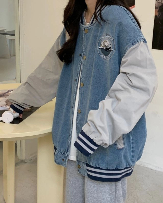 [ LMC]★25SS★韓国人気★DENIM VARSITY JACKET Blue Denim Varsity Jacket | Jeongin - Stray Kids - Fashion