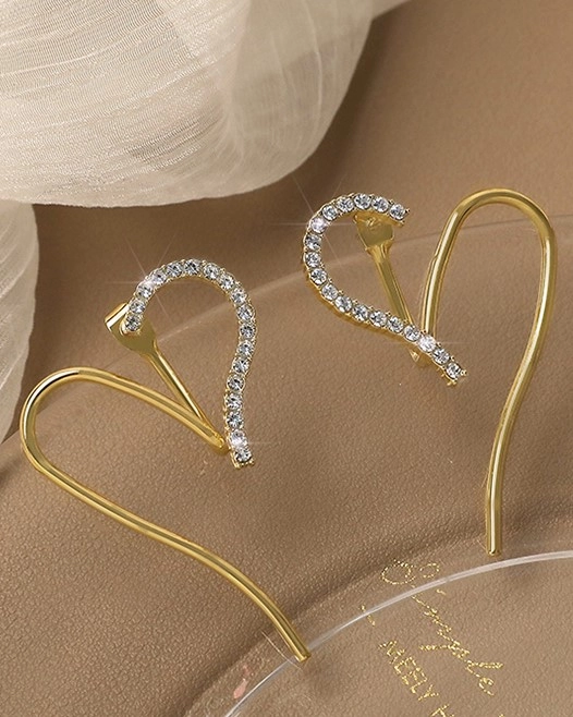 Gold Customizable Heart Statement Earrings | Chaeyoung
