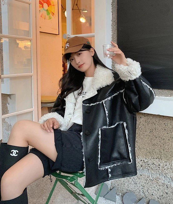 Black Faux Leather Winter Jacket With Fur Details | Winter