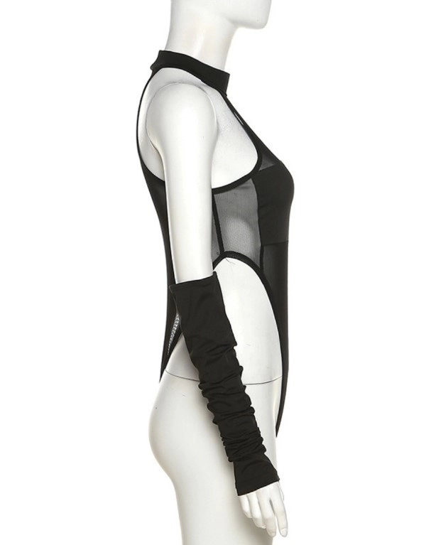 Black Mesh Halter Bodysuit | Ryujin - ITZY - Fashion Chingu