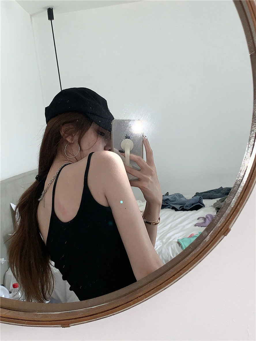 Black One Shoulder Dual Sling Crop Top | Haerin - NewJeans