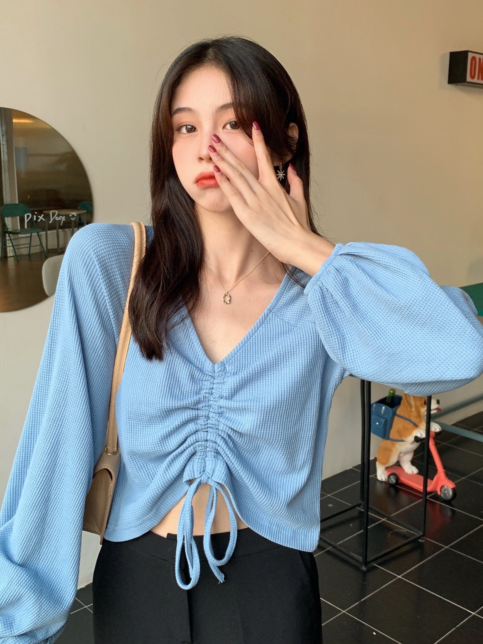 トップス momo MOMO/TWICE】 WASHED ZIP UP HOODIE / @onitsukatigerofficial
