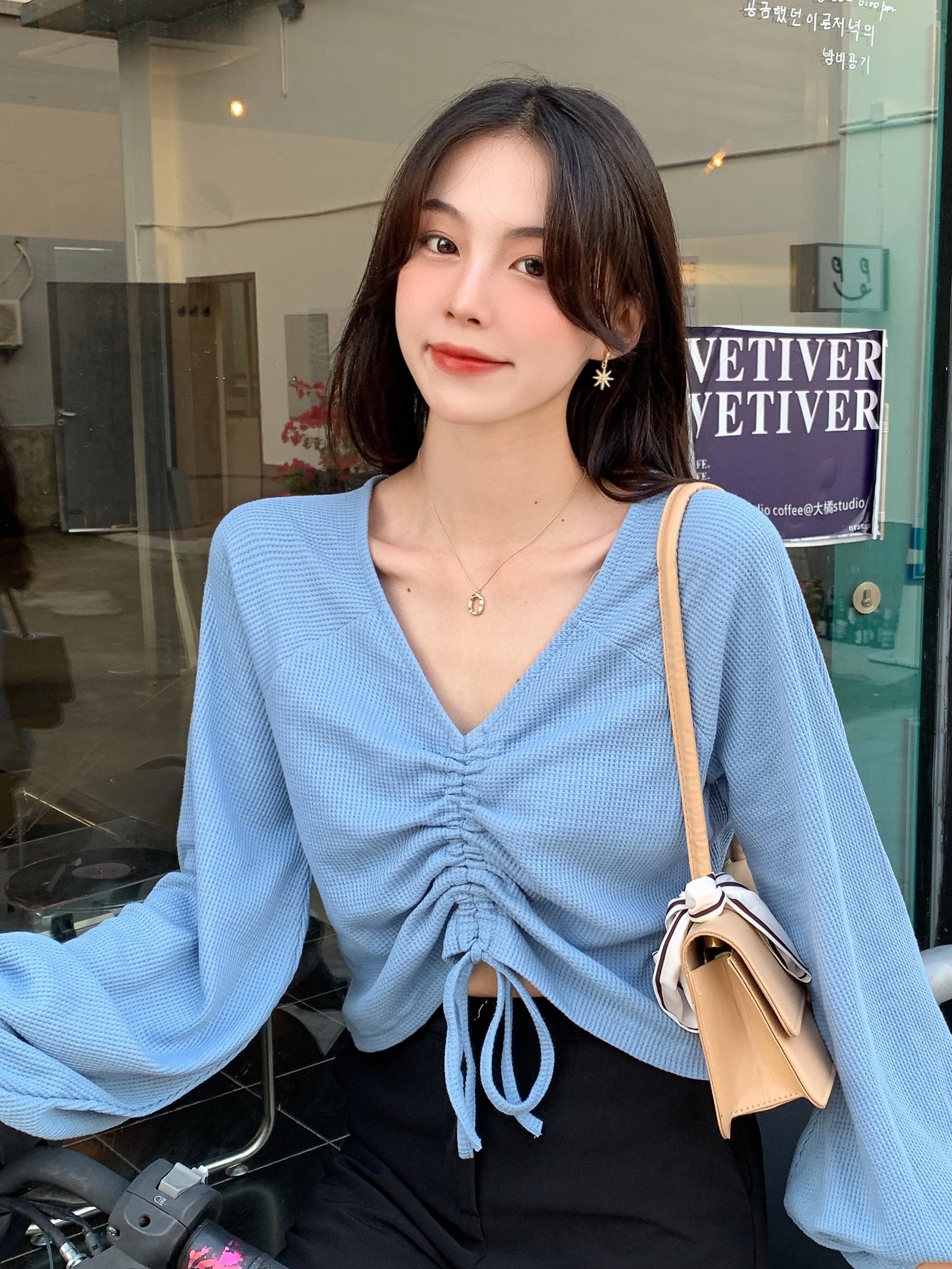 Blue Drawstring Top | Momo - Twice - Fashion Chingu