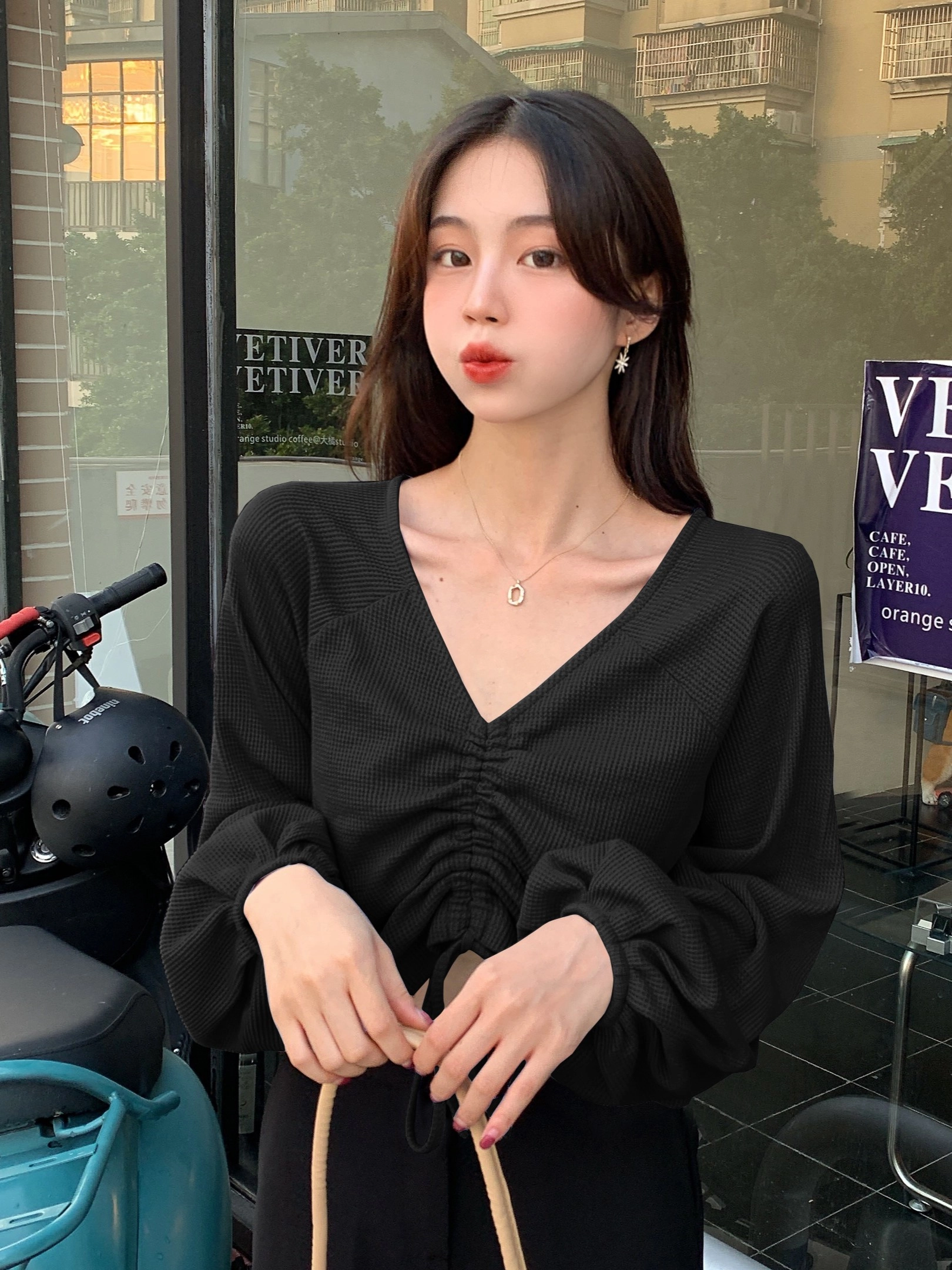 Blue Drawstring Top | Momo - Twice - Fashion Chingu