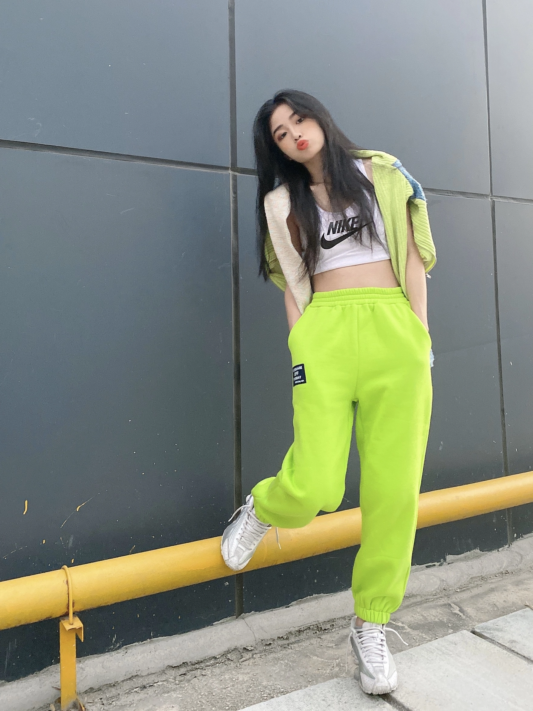 Neon Green Jogger Pants | Mark - NCT - Fashion Chingu