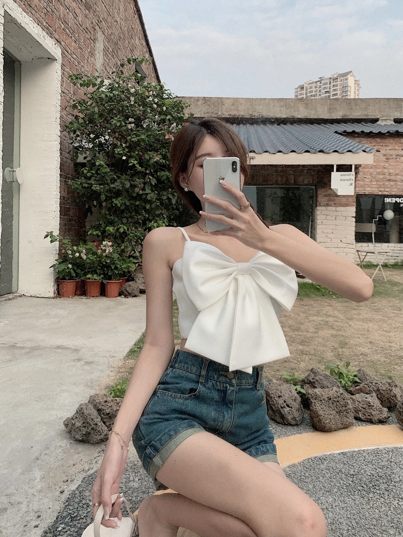 White Bowknot Cropped Top | Ningning - Aespa - Fashion Chingu