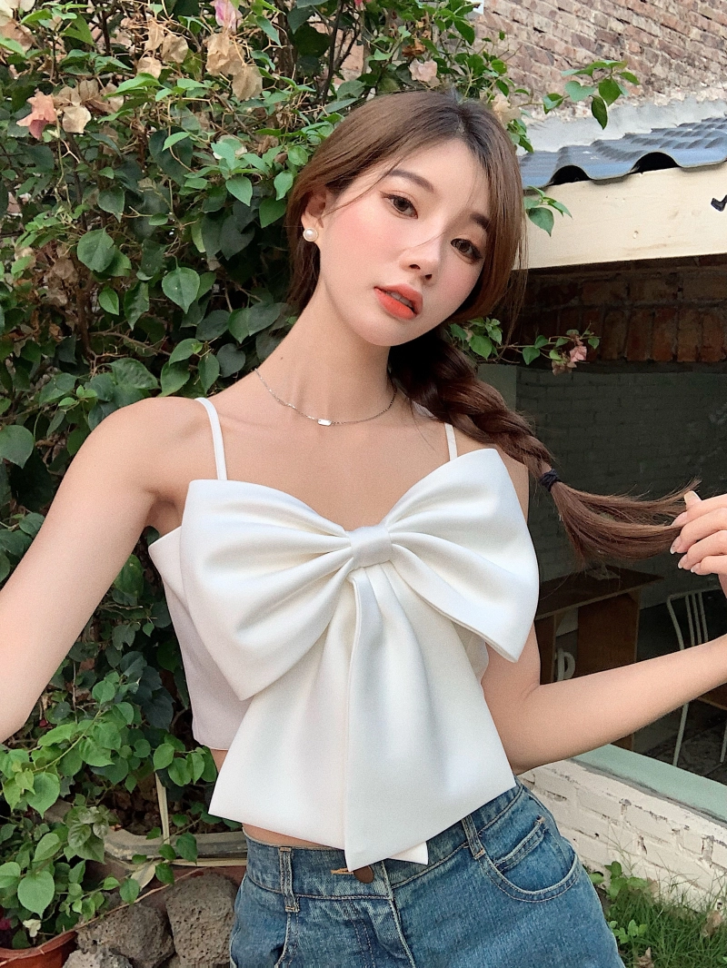 White Bowknot Cropped Top | Ningning - Aespa - Fashion Chingu