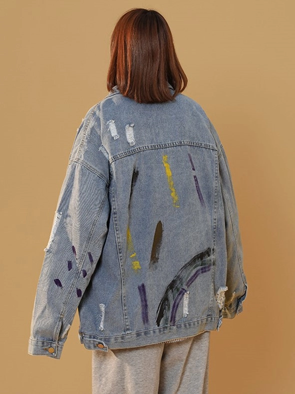 ★CERRIC★BRUSH DYEING DENIM JACKET★457★Ivory★韓国★人気 ☆CERRIC☆BRUSH DYEING DENIM JACKET☆457☆Ivory☆韓国☆人気