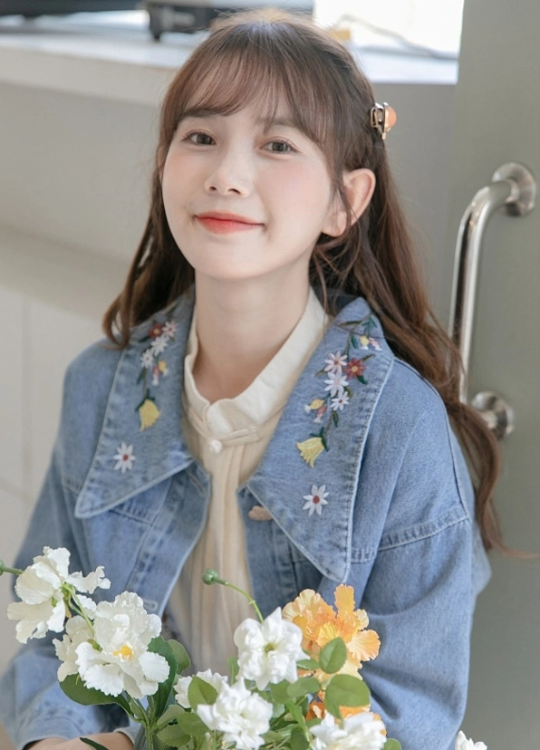 POPPY あさぎーにょ SILVER FLOWER DENIM JACKET Silver flower denim jacket