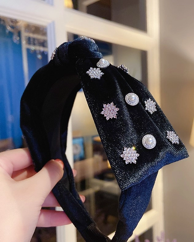 Black Pearl Rhinestone Bow Hairband | Jennie - BlackPink
