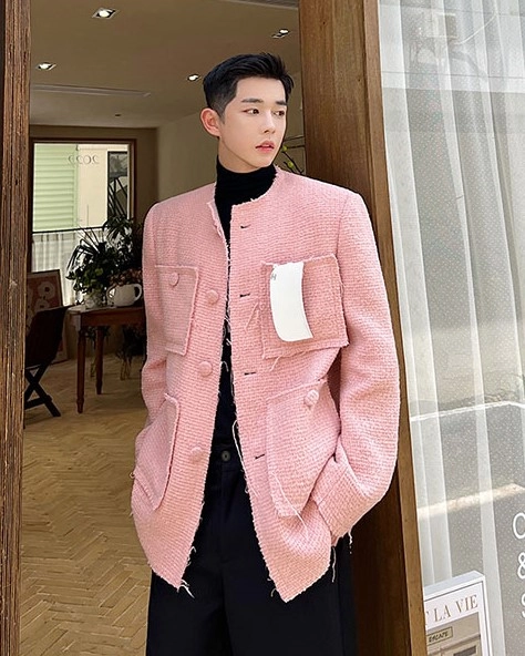 新品かいせいくん着用　damage tweed jacket Fitted tweed jacket