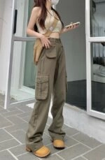 【COLOR iN ID】Jinseu Hello Cargo Pants Green Multi Pocket Cargo Pants | Sunghoon - Enhypen