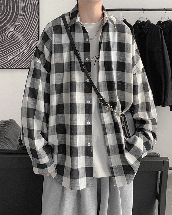 Black And White Plaid Shirt | DK - Seventeen - Fashion Chingu