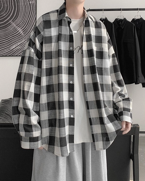 Black And White Plaid Shirt | DK - Seventeen - Fashion Chingu