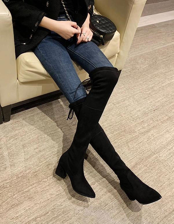 ＊韓国＊［BLACKUP］Tidy Eyelet Suede Mid Boots Black Tidy Eyelet Suede Mid Boots – BLACKUP