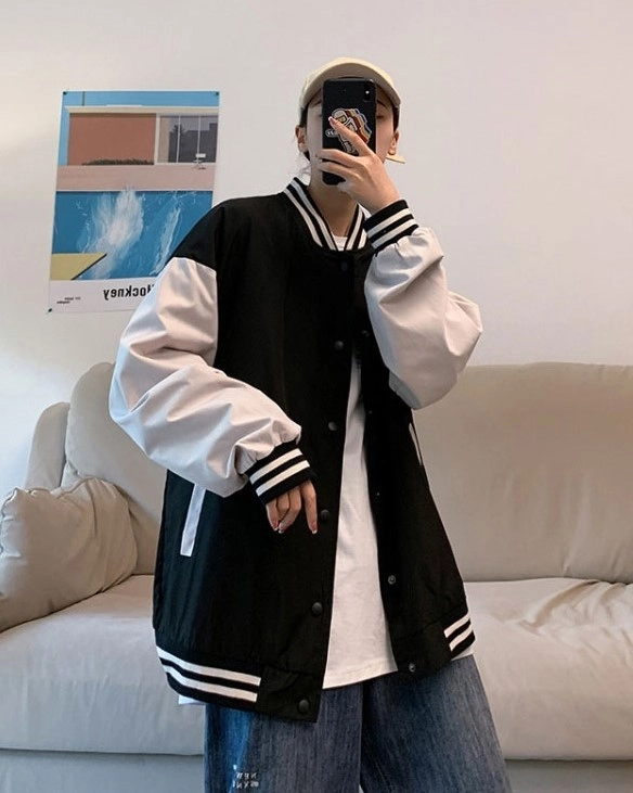 Black Loose Baseball Jacket | Jungkook - BTS - Fashion Chingu