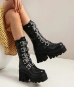 Black Gladiator Boots | Miyeon - (G)I-DLE - Fashion Chingu